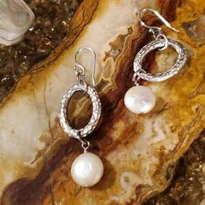 Silpada Sterling Silver Coin Pearl Earrings